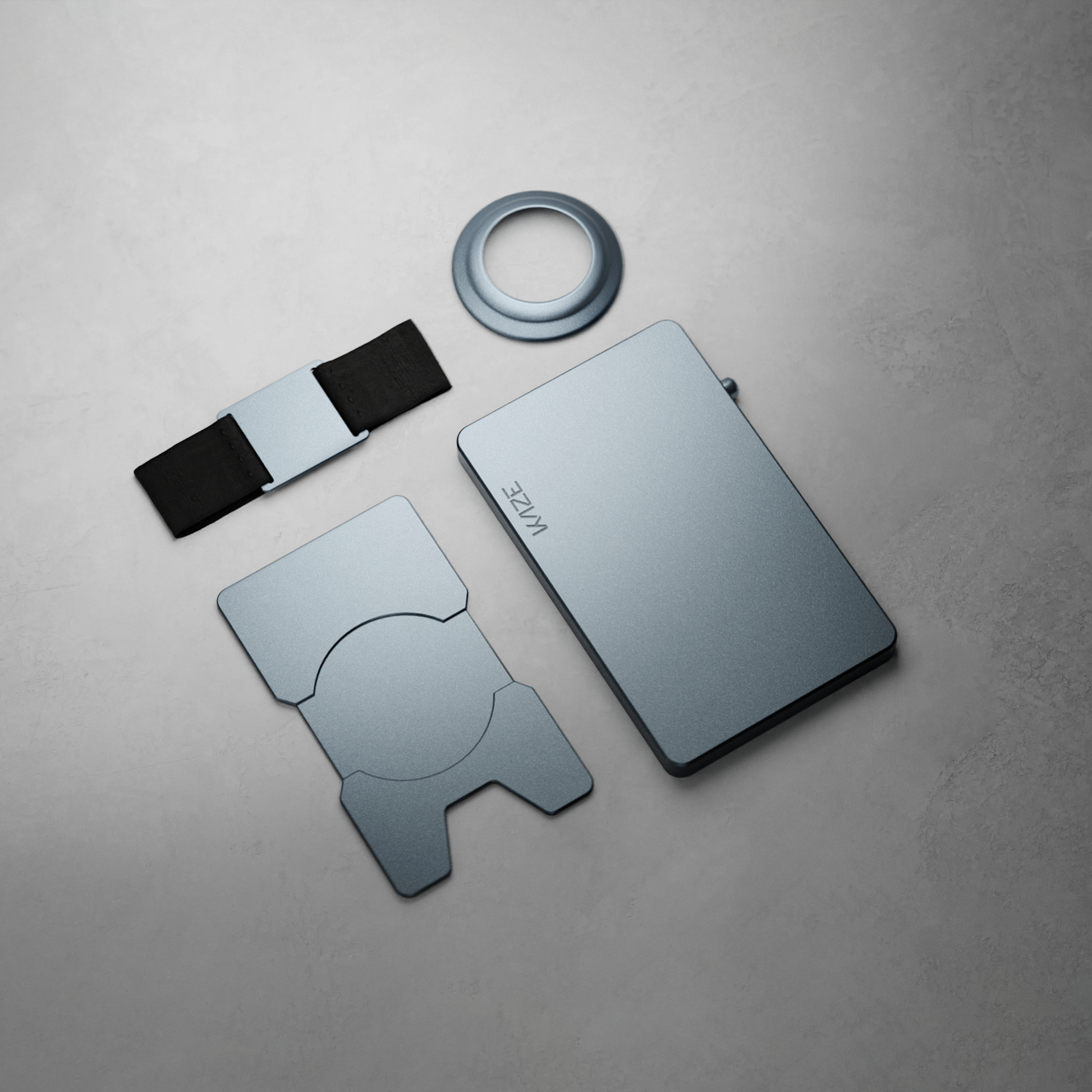 Porte‑cartes KAZE Tag – Bleu, aluminium minimaliste