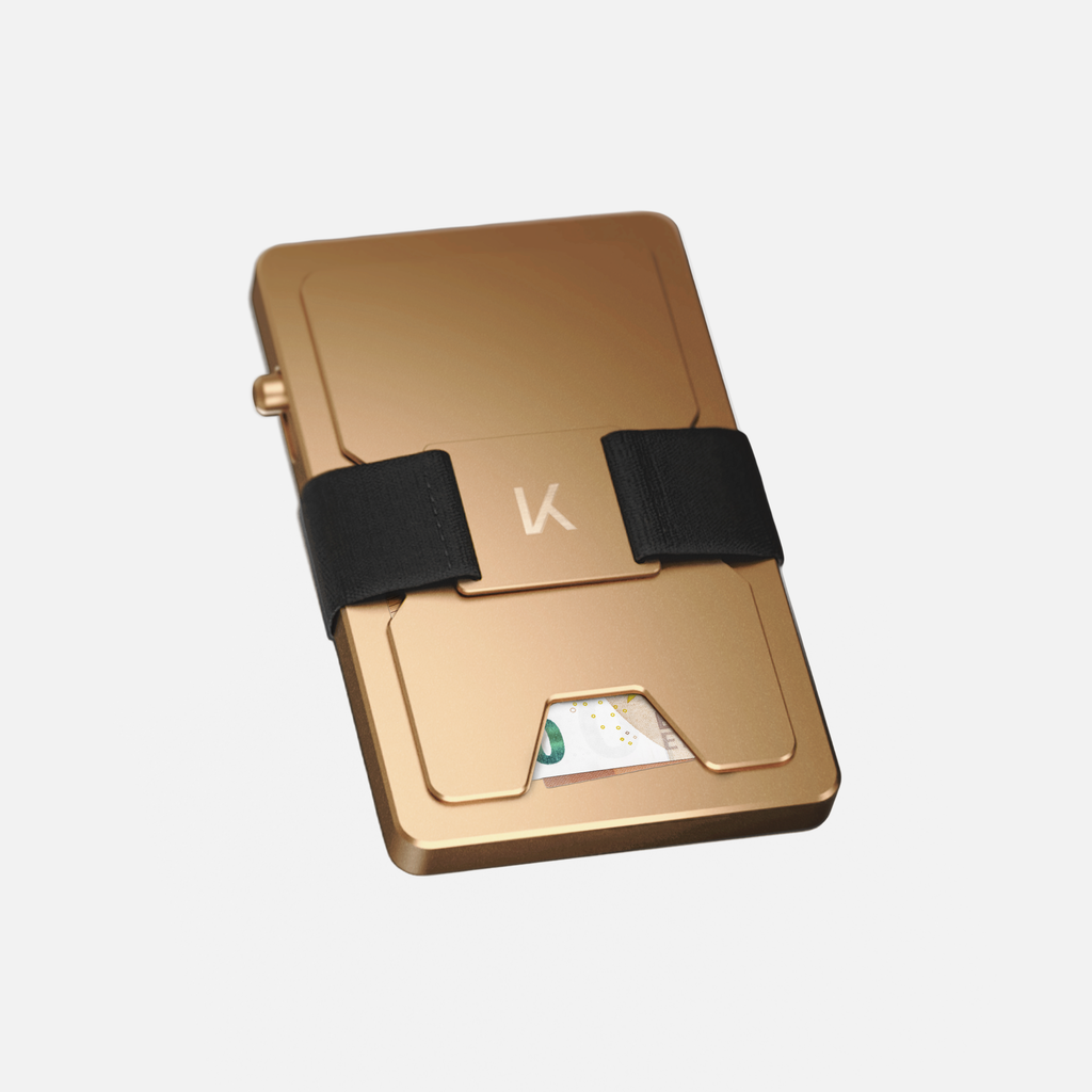 Porte‑cartes KAZE Extend – Or satiné, aluminium minimaliste