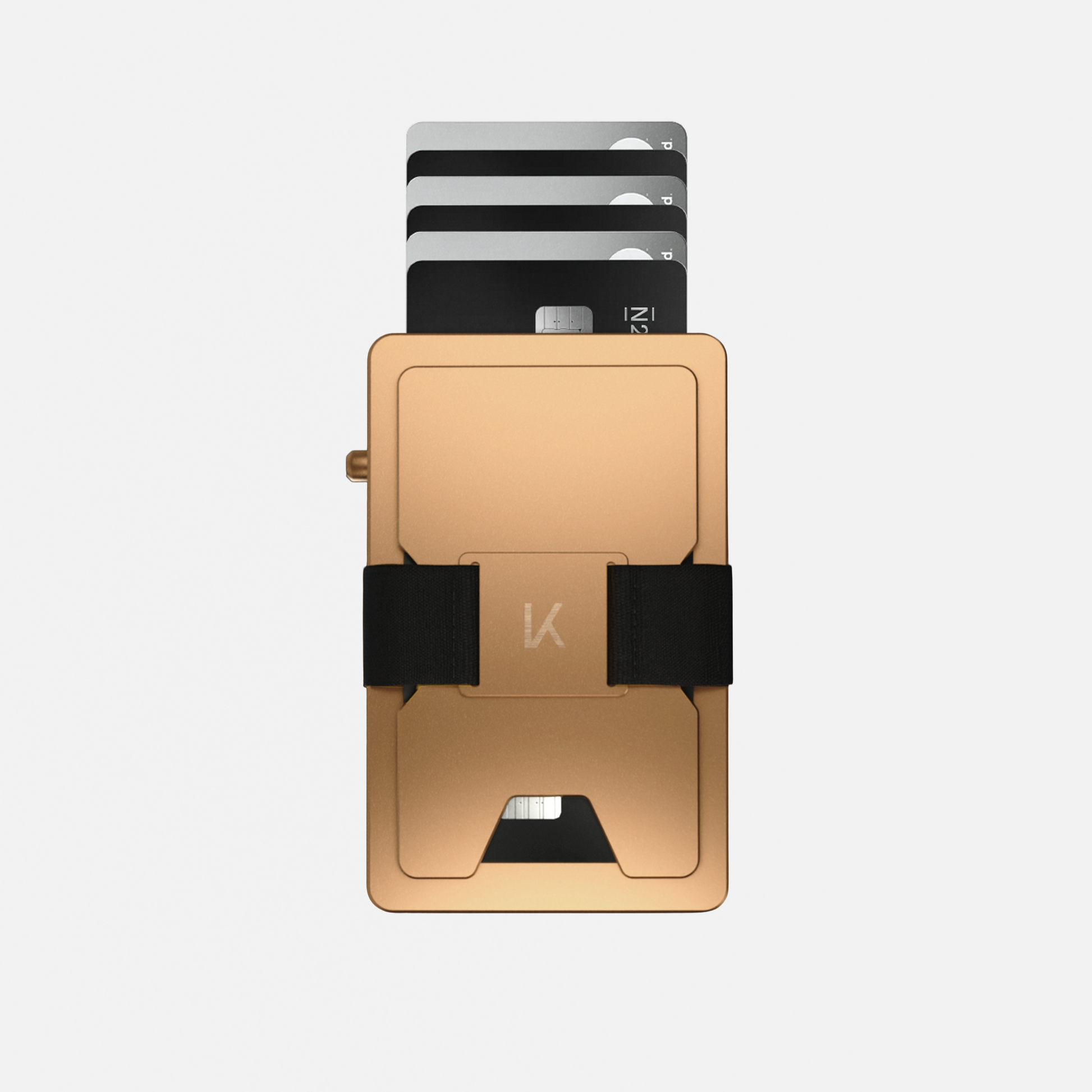Porte‑cartes KAZE Extend – Or satiné, aluminium minimaliste