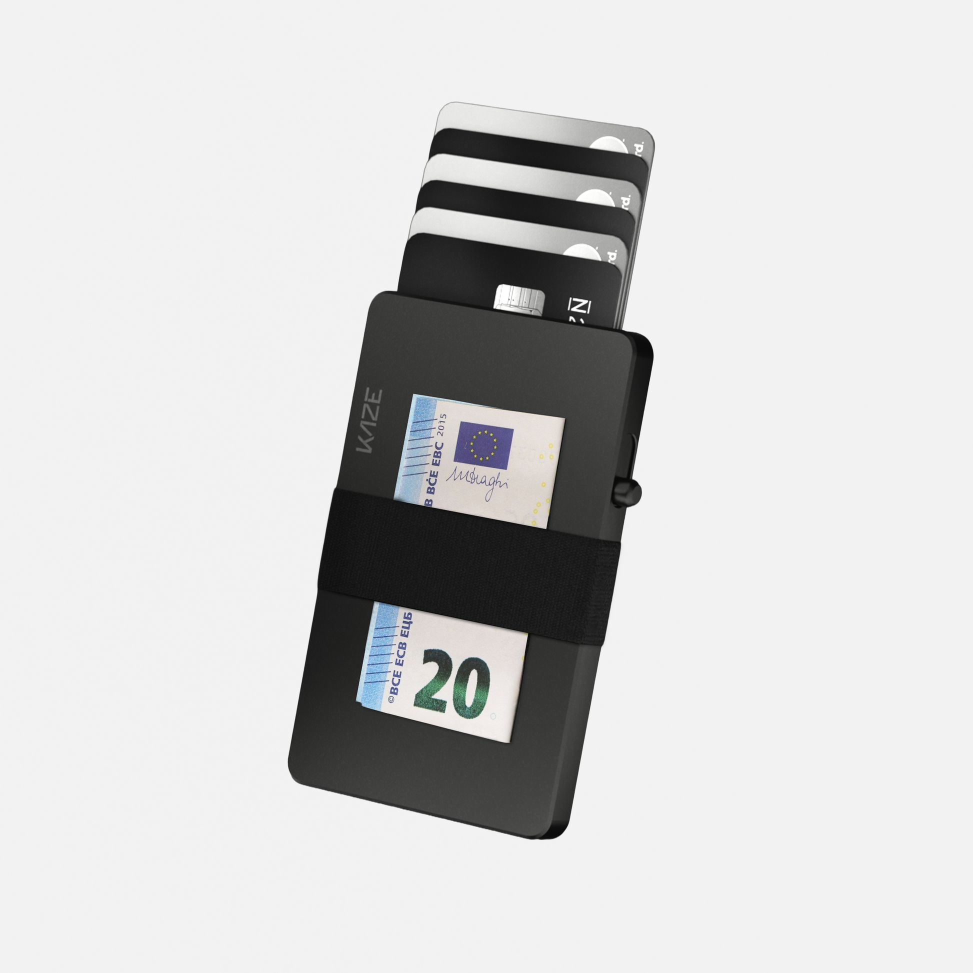 Porte‑cartes KAZE Extend – Noir mat, aluminium minimaliste