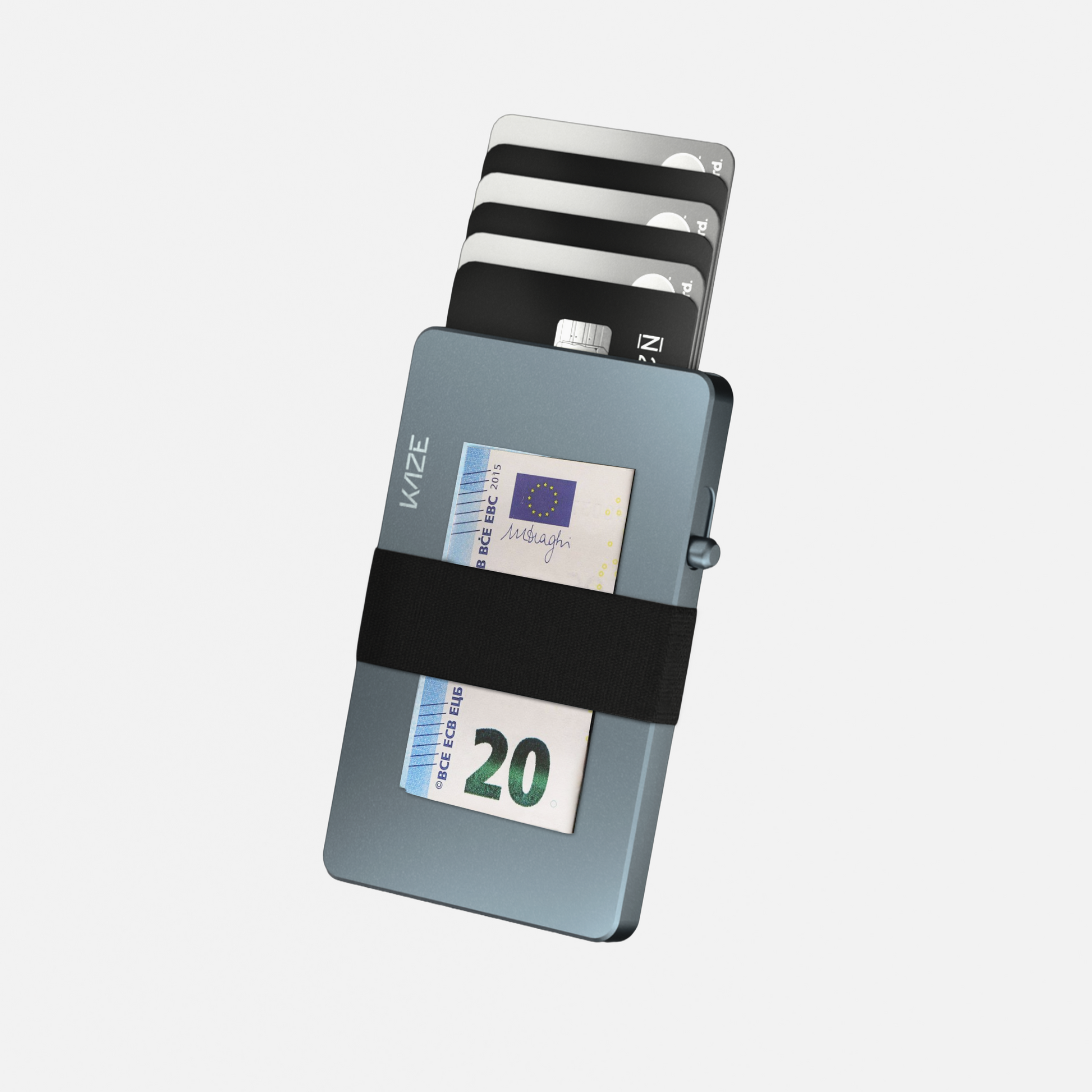 Porte‑cartes KAZE Tag – Bleu, aluminium minimaliste