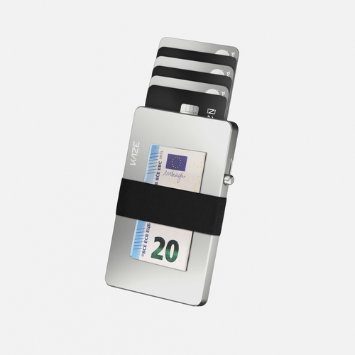 Porte‑cartes KAZE Extend – Gris argenté, aluminium minimaliste