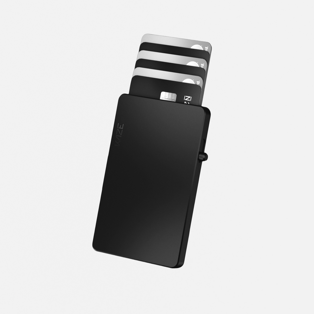 Porte‑cartes KAZE Flat – Noir, aluminium minimaliste