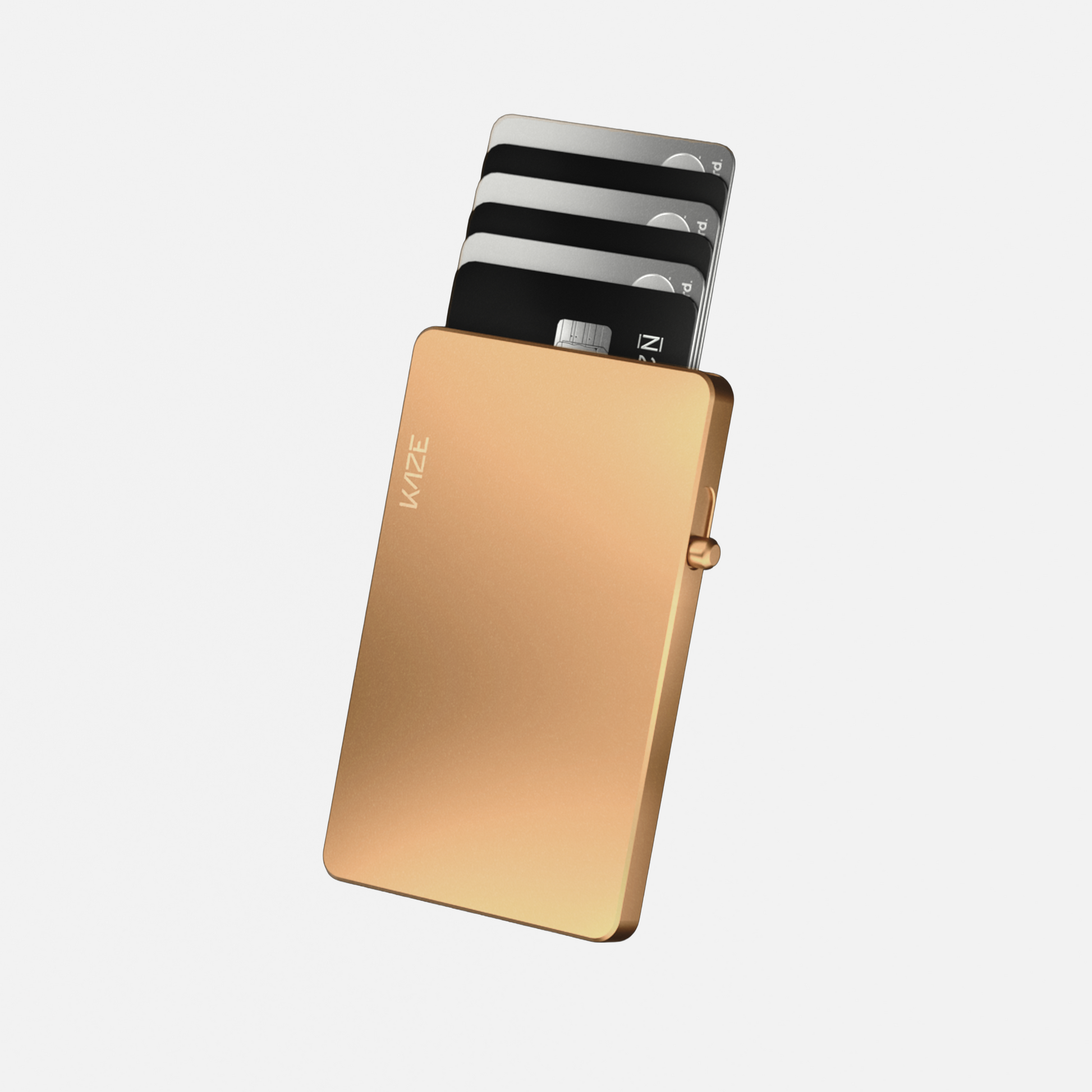 Porte‑cartes KAZE Flat – Or satiné, aluminium minimaliste