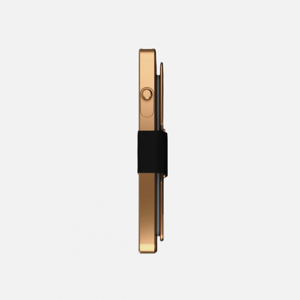 Porte‑cartes KAZE Extend – Or satiné, aluminium minimaliste